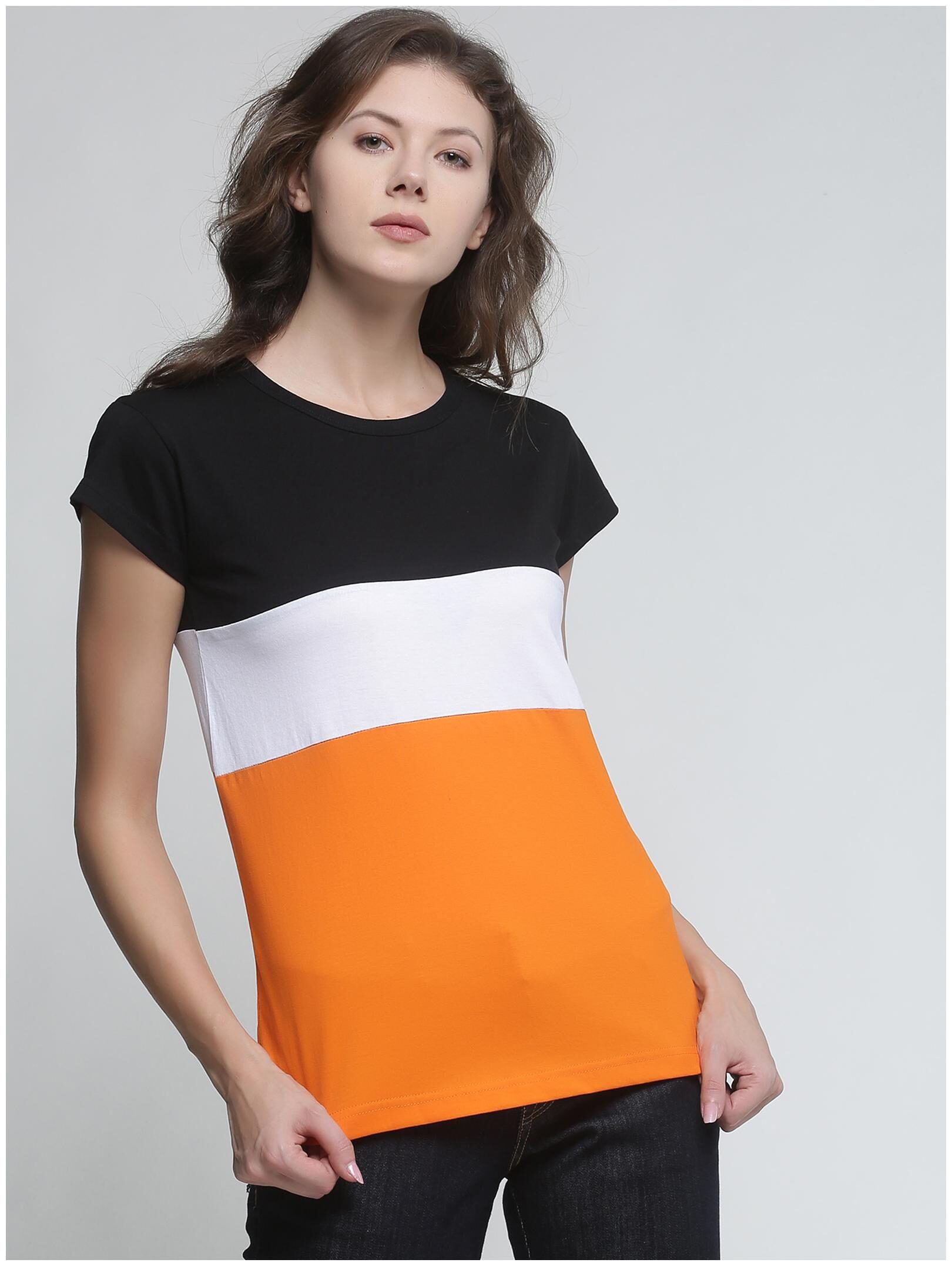 

TRENDS TOWER Women Orange Regular fit Round neck Cotton T shirt