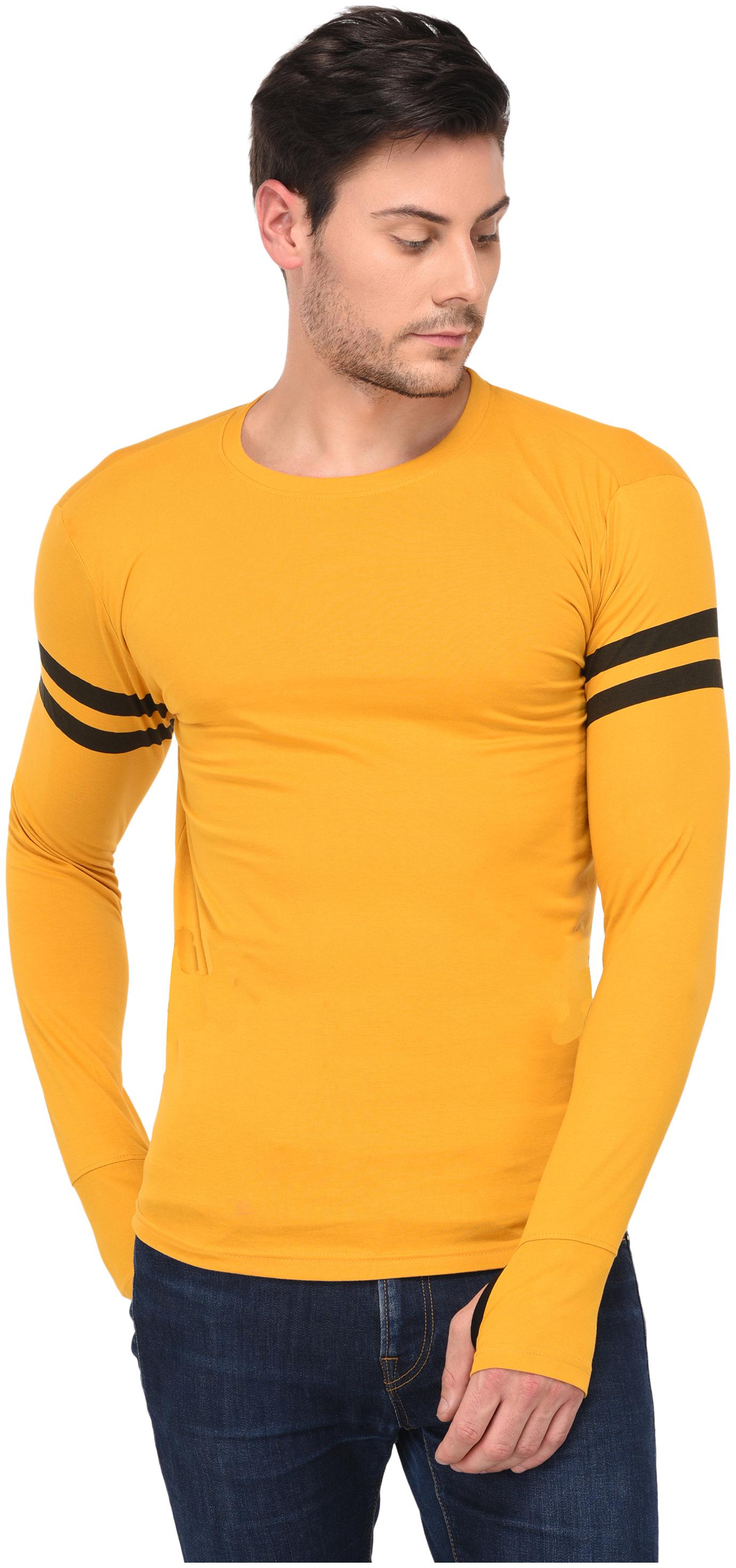 

TRENDS TOWER Thumb Ring Mustard Regular fit Cotton Round neck T-Shirt