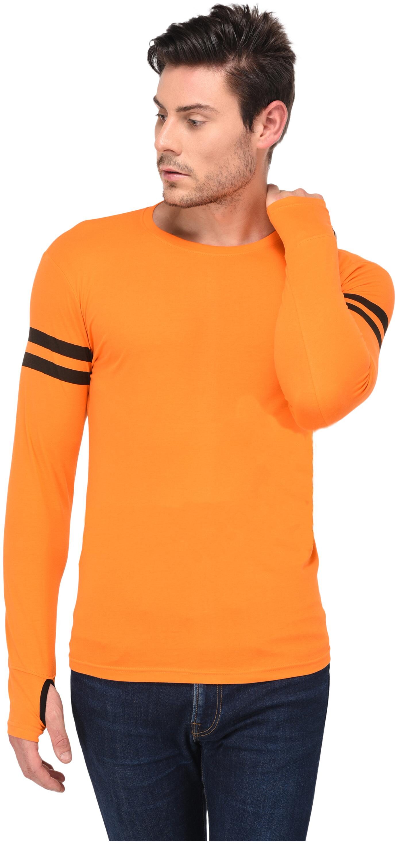 

TRENDS TOWER Thumb Ring Orange Regular fit Cotton Round neck T-Shirt