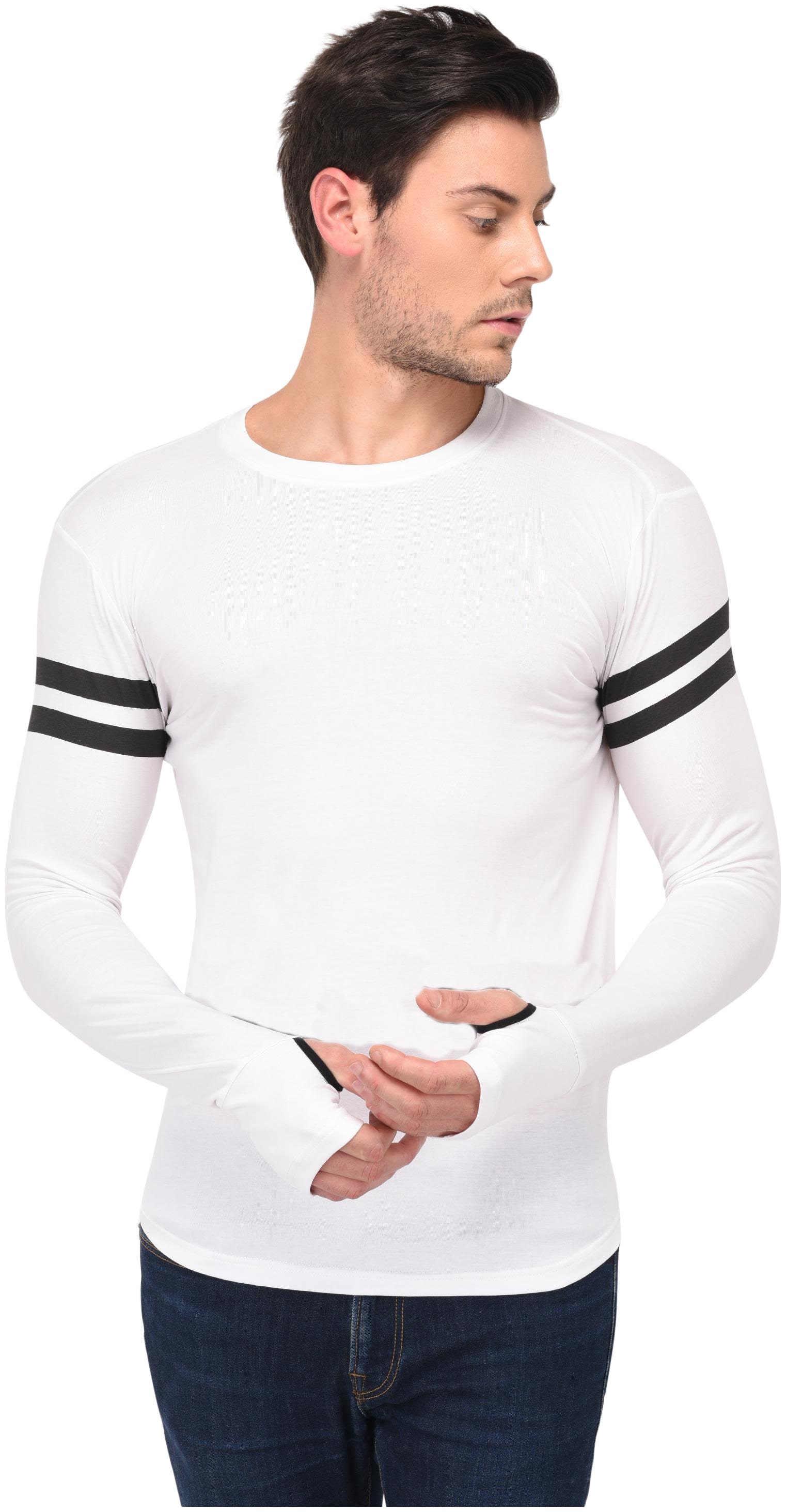

TRENDS TOWER Thumb Ring White Regular fit Cotton Round neck T-Shirt