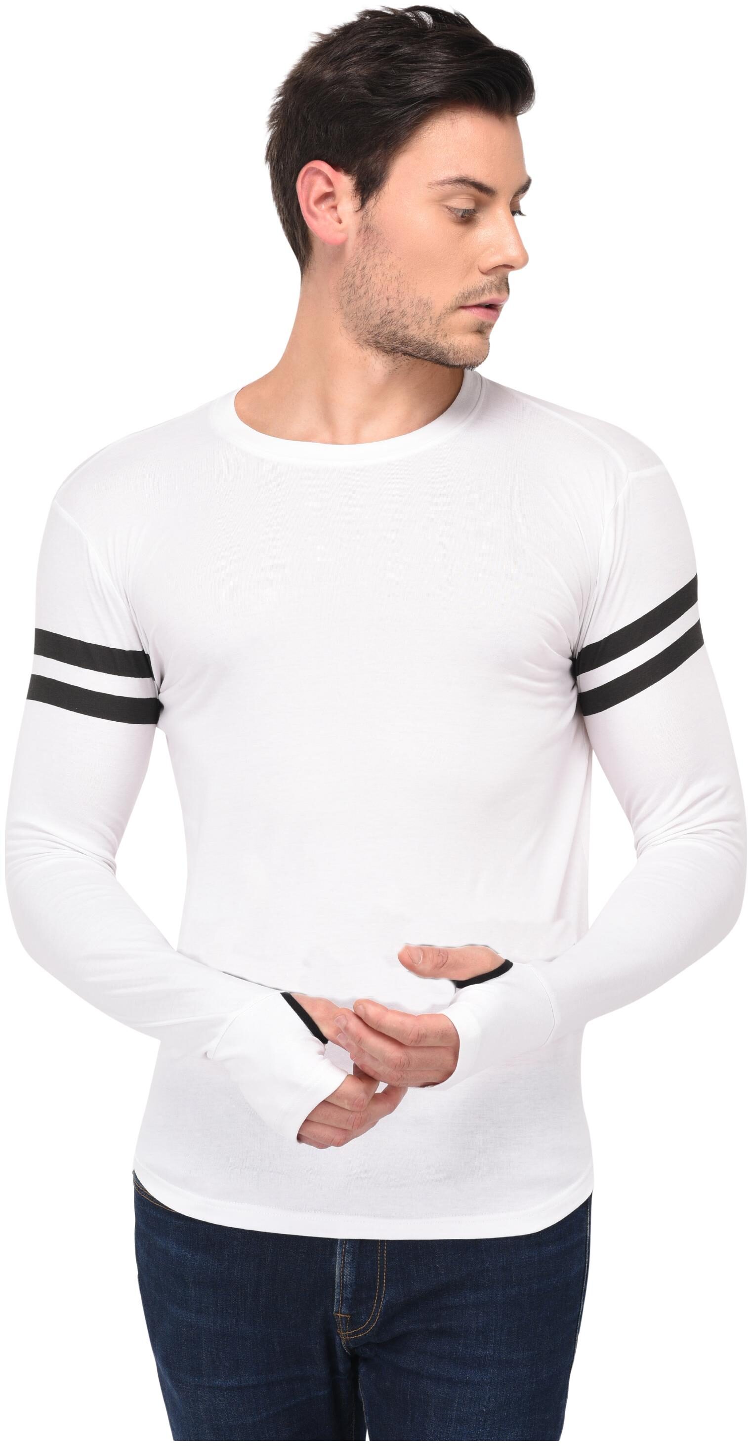 

TRENDS TOWER Thumb Ring White Regular fit Cotton Round neck T-Shirt