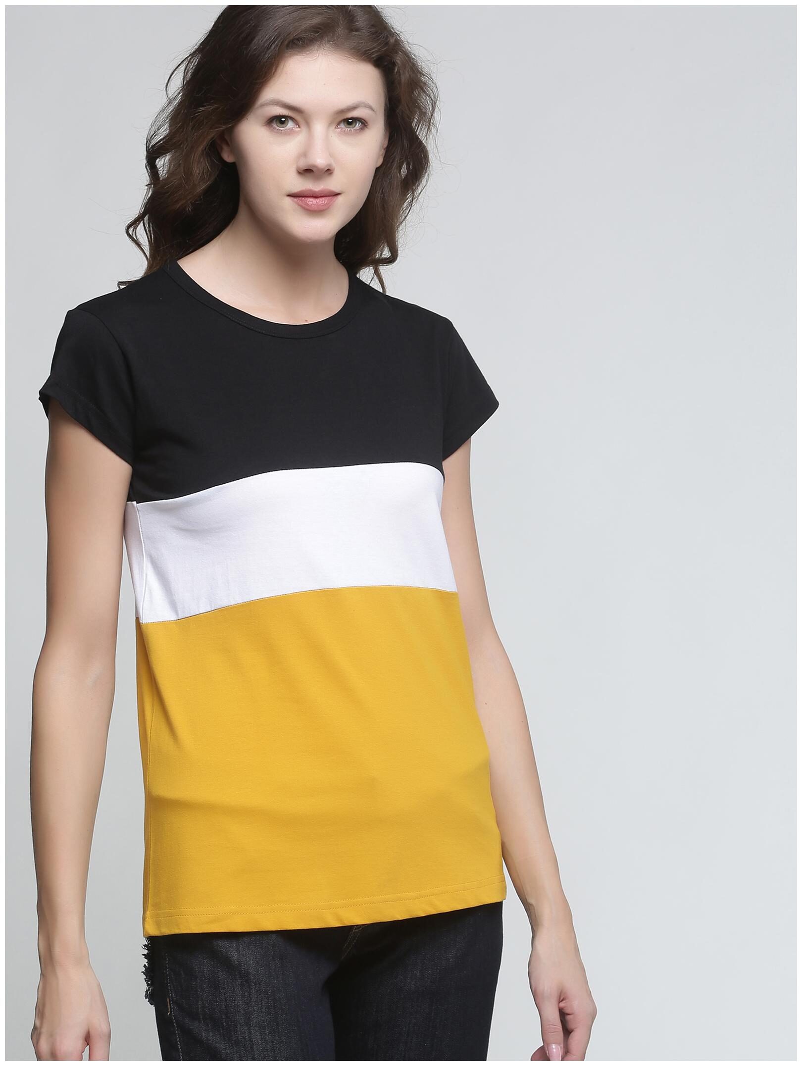 

TRENDS TOWER Women Mustard Regular fit Round neck Cotton T shirt