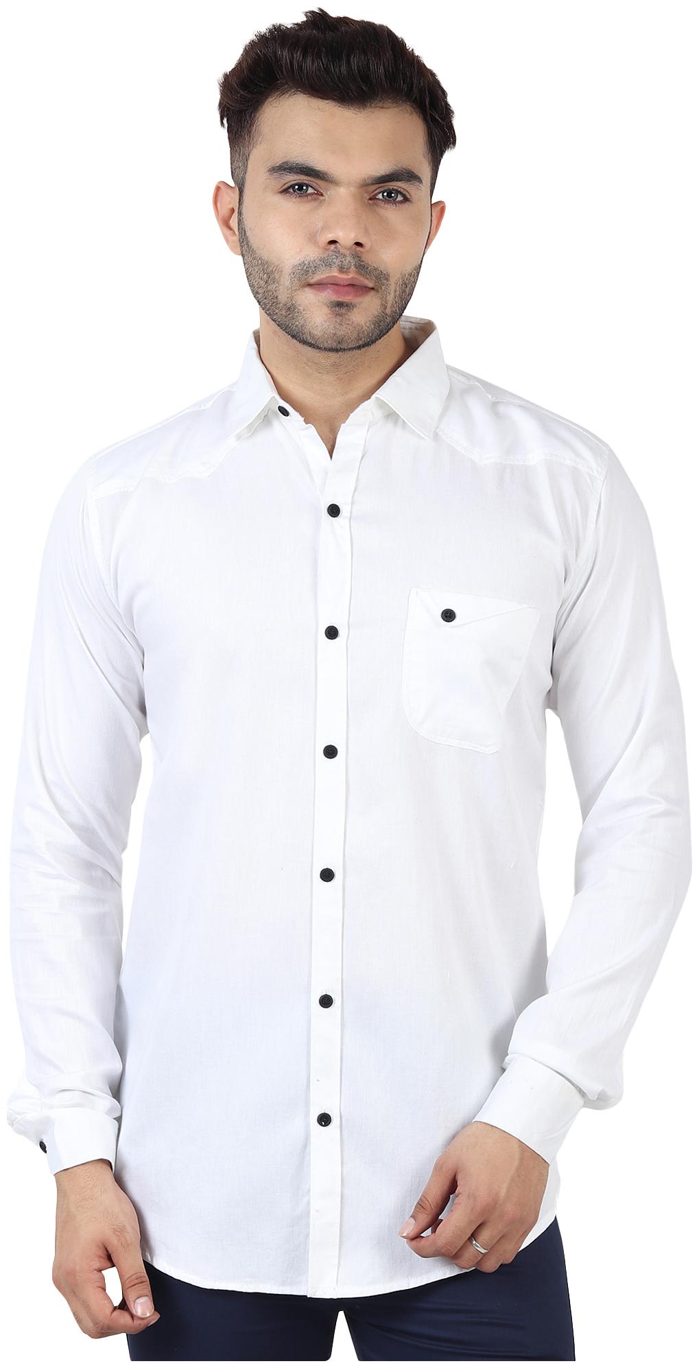 

TryBuy Men White Solid Slim Fit Casual Shirt