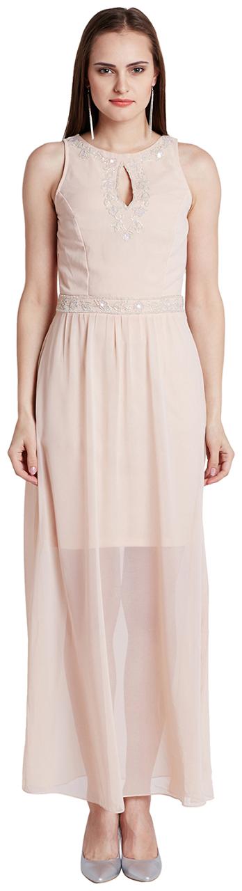 

Trendy Divva Beige Solid A-line dress