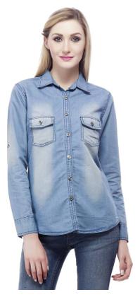 

Lady Bird Women Blue Solid Regular Fit Shirt
