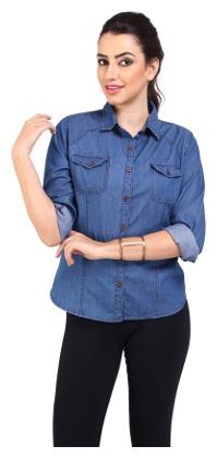 

Lady Bird Women Blue Solid Regular Fit Shirt