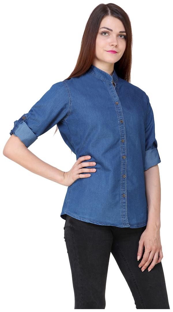 

Lady Bird Women Blue Solid Regular Fit Shirt