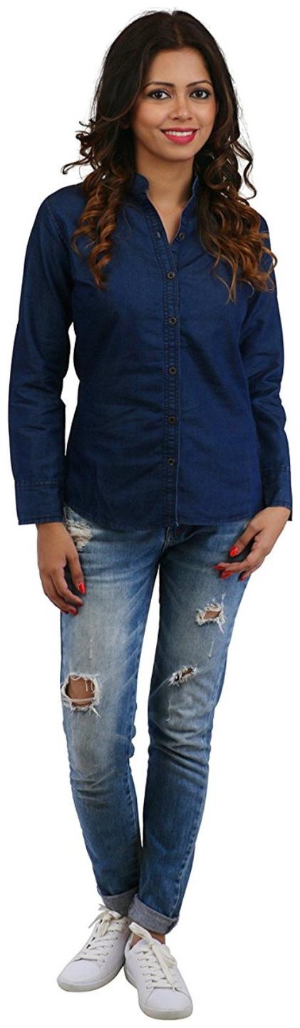 

Lady Bird Women Blue Solid Regular Fit Shirt