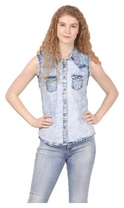 

Lady Bird Women Blue Printed Slim Fit Shirt