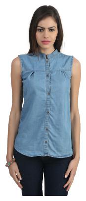 

Lady Bird Women Blue Solid Regular Fit Shirt