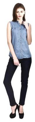 

Lady Bird Women Blue Printed Regular Fit Shirt