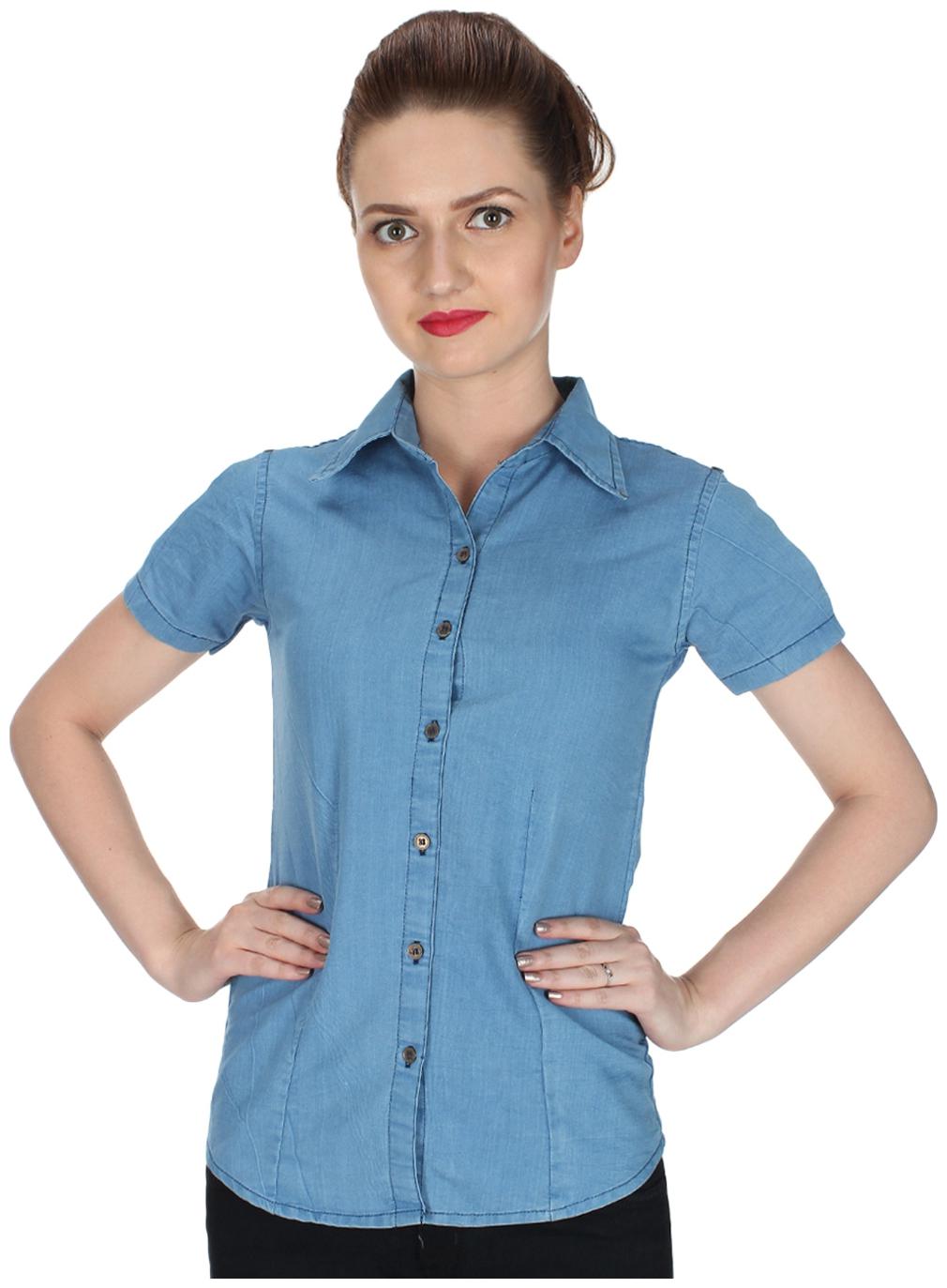 

Lady Bird Women Blue Solid Regular Fit Shirt