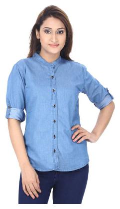 

Lady Bird Women Blue Solid Regular Fit Shirt