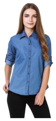 

Lady Bird Women Blue Printed Slim Fit Shirt