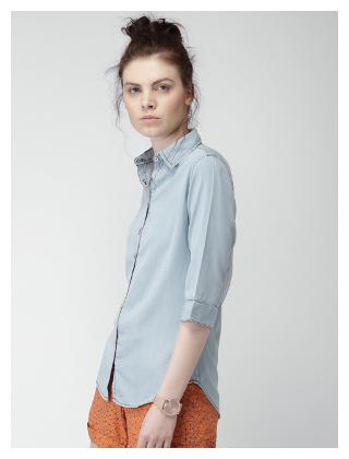 

Lady Bird Women Blue Printed Slim Fit Shirt