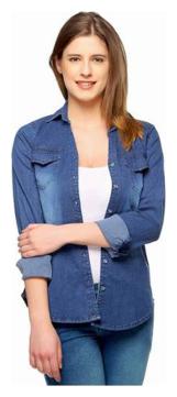 

Lady Bird Women Blue Printed Slim Fit Shirt