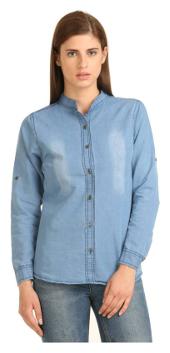 

Lady Bird Women Blue Solid Regular Fit Shirt