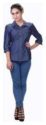 

Lady Bird Women Blue Printed Slim Fit Shirt