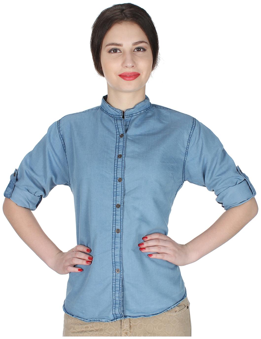 

Lady Bird Women Blue Solid Regular Fit Shirt
