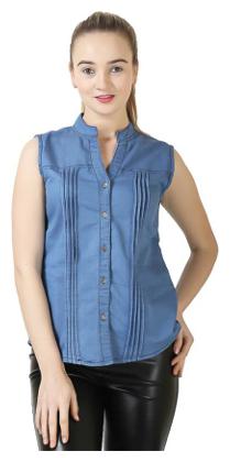 

Lady Bird Women Blue Solid Regular Fit Shirt