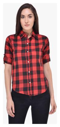 

Lady Bird Women Red Solid Slim Fit Shirt