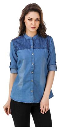 

Lady Bird Women Blue Printed Slim Fit Shirt