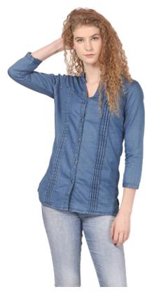 

Lady Bird Women Blue Printed Slim Fit Shirt