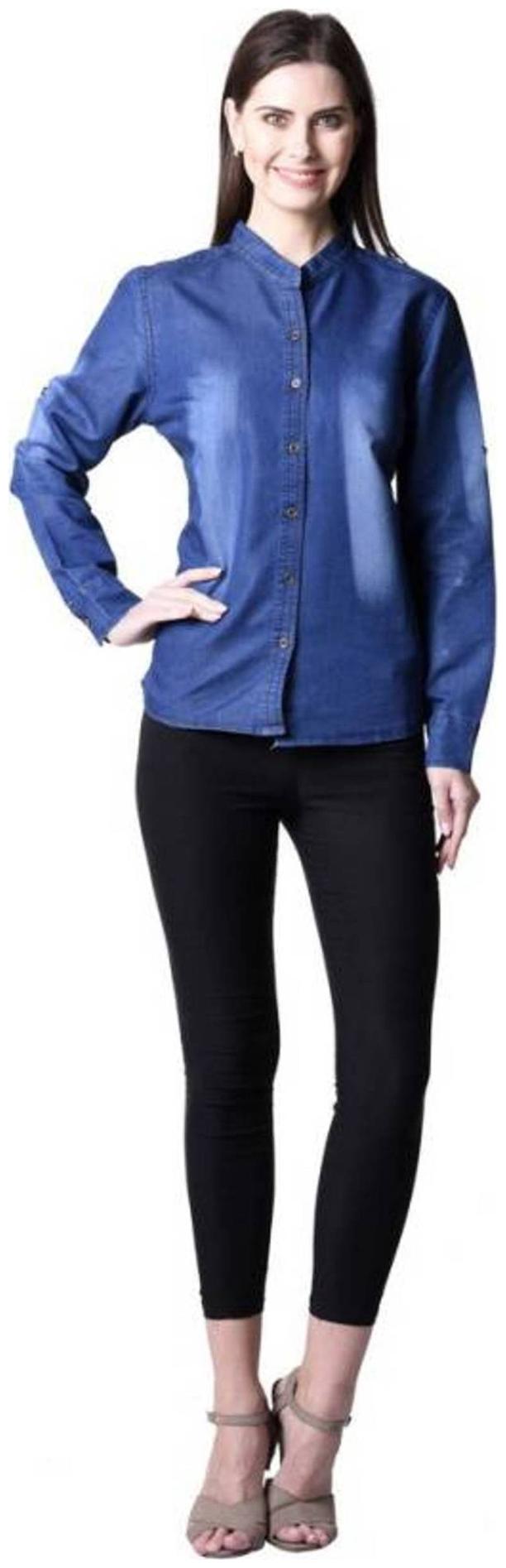 

Lady Bird Women Blue Solid Regular Fit Shirt
