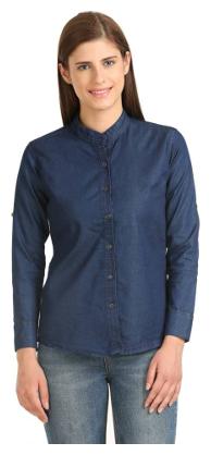 

Lady Bird Women Blue Solid Regular Fit Shirt