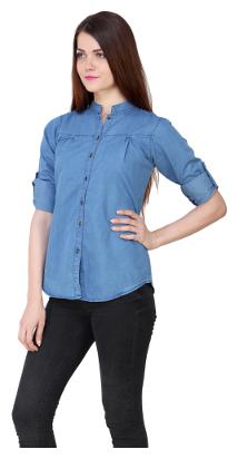

Lady Bird Women Blue Solid Regular Fit Shirt