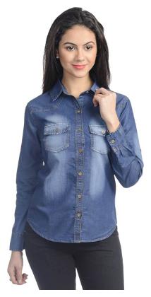 

Lady Bird Women Blue Solid Regular Fit Shirt