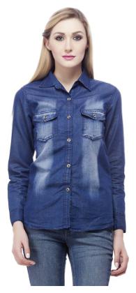 

Lady Bird Women Blue Printed Slim Fit Shirt