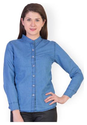 

Lady Bird Women Blue Printed Slim Fit Shirt