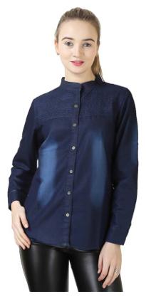 

Lady Bird Women Blue Printed Slim Fit Shirt