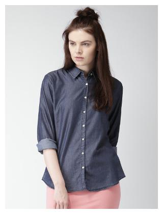 

Lady Bird Women Blue Printed Slim Fit Shirt