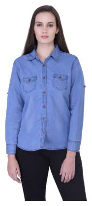 

Lady Bird Women Blue Printed Slim Fit Shirt