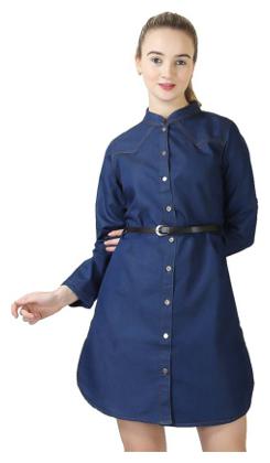 

Lady Bird Women Blue Solid Regular Fit Shirt