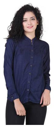 

Lady Bird Women Blue Solid Slim Fit Shirt