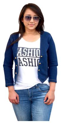 

Trendy Frog Women Button Without Collar Dark Shrug