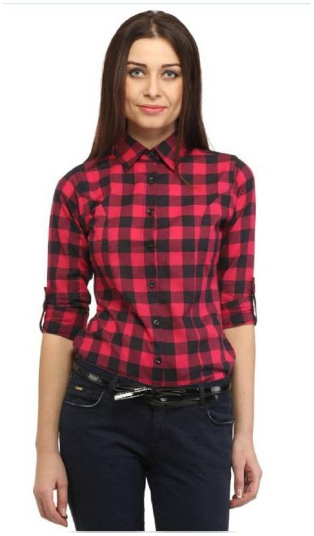 

Lady Bird Women Blue Checked Regular Fit Shirt