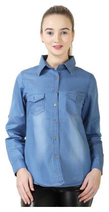 

Lady Bird Women Blue Printed Regular Fit Shirt