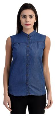 

Lady Bird Women Blue Solid Regular Fit Shirt