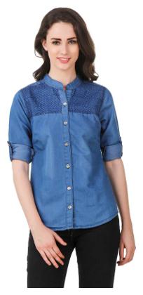 

Lady Bird Women Blue Solid Regular Fit Shirt