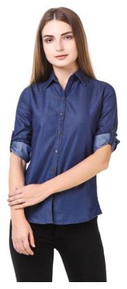 

Lady Bird Women Blue Solid Regular Fit Shirt