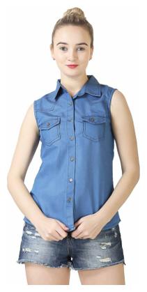 

Lady Bird Women Blue Solid Regular Fit Shirt