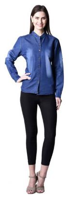 

Lady Bird Women Blue Solid Regular Fit Shirt