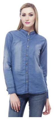 

Lady Bird Women Blue Printed Slim Fit Shirt