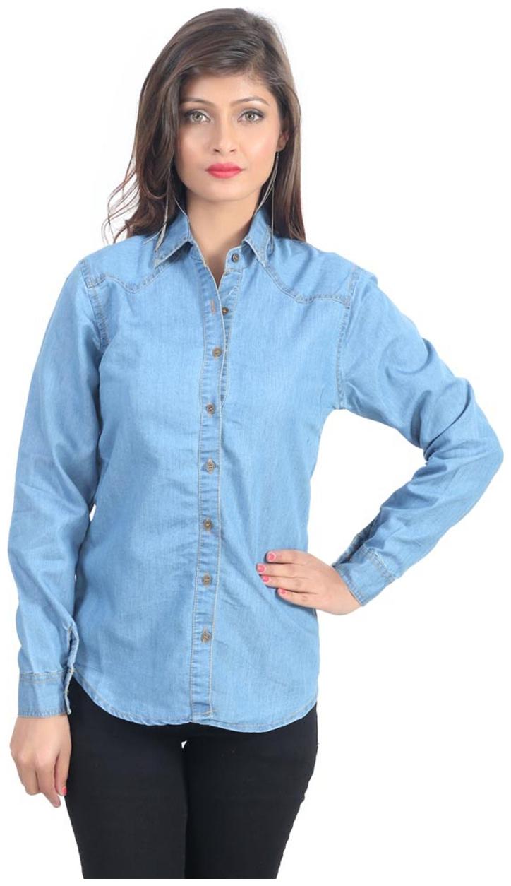 

Lady Bird Women Blue Solid Regular Fit Shirt