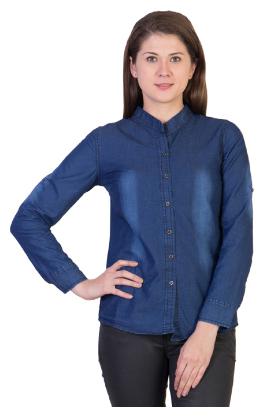 

Lady Bird Women Blue Printed Slim Fit Shirt