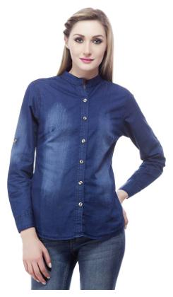 

Lady Bird Women Blue Solid Regular Fit Shirt